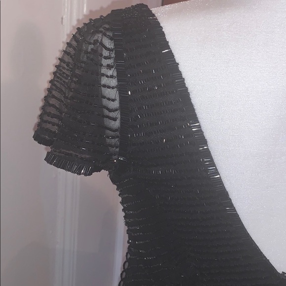 BLACK BEADED DESIGNER COCKTAIL DRESS - Picture 7 of 8